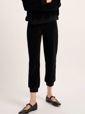 Suzie Kondi Tinos Slim Track Pant in Black Velour